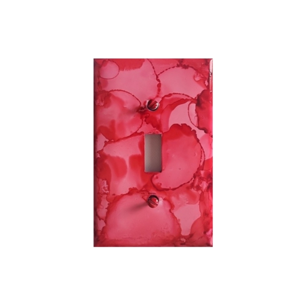 Hand Crafted Pink Abstract Design Single Light Switch Plate